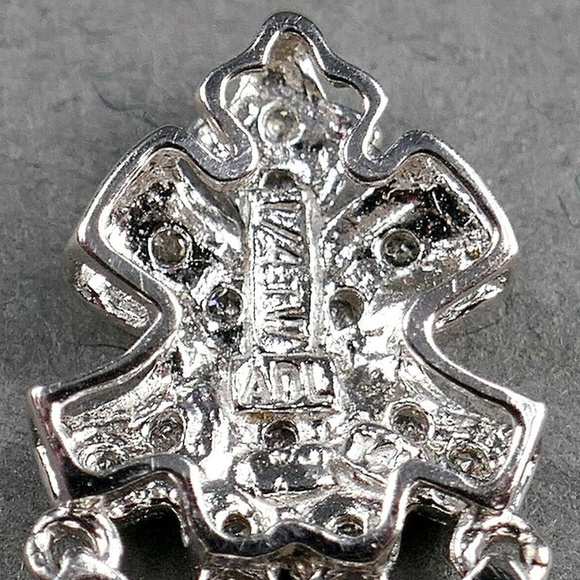 Fine Designer ADL 14k White Gold 1/4 tcw Art Deco Slide Necklace Pendant - Picture 8 of 9